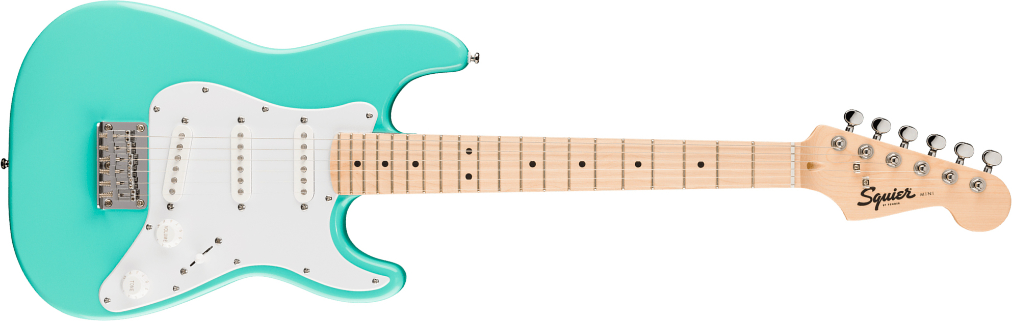 Squier Strat Mini Shsc 3s Ht Mn - Seafoam Green - Guitare Électrique Enfant - Main picture