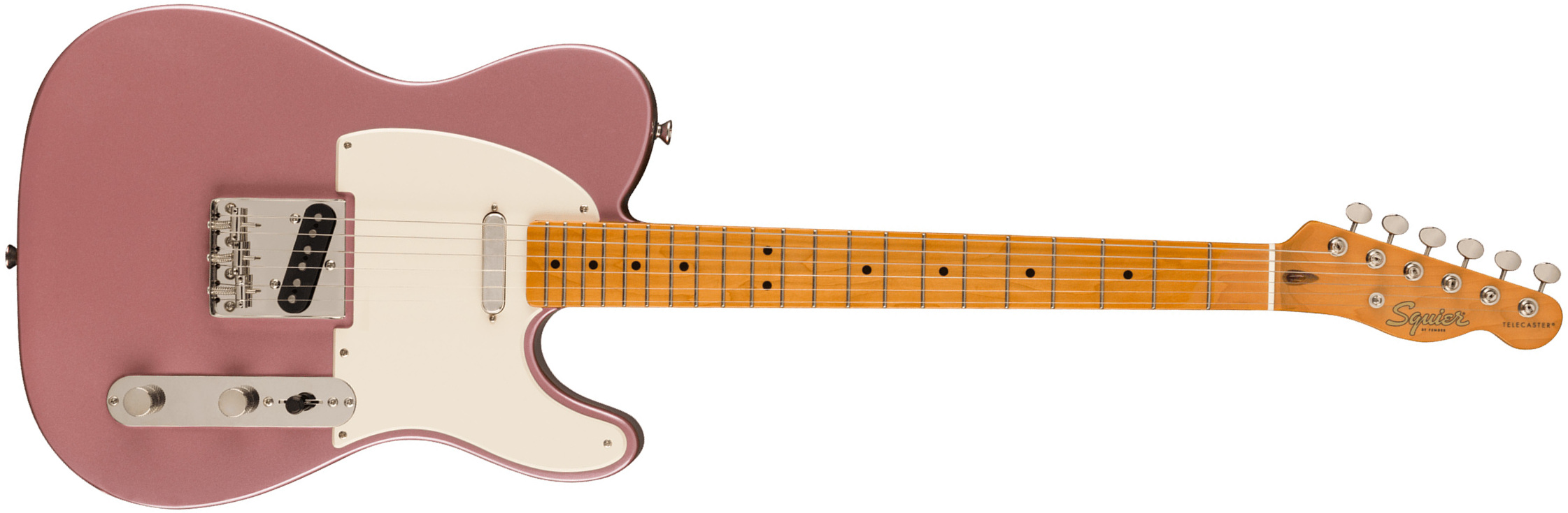 Squier Tele '50s Parchment Pickguard Classic Vibe Fsr 2s Ht Mn - Burgundy Mist - Guitare Électrique Forme Tel - Main picture