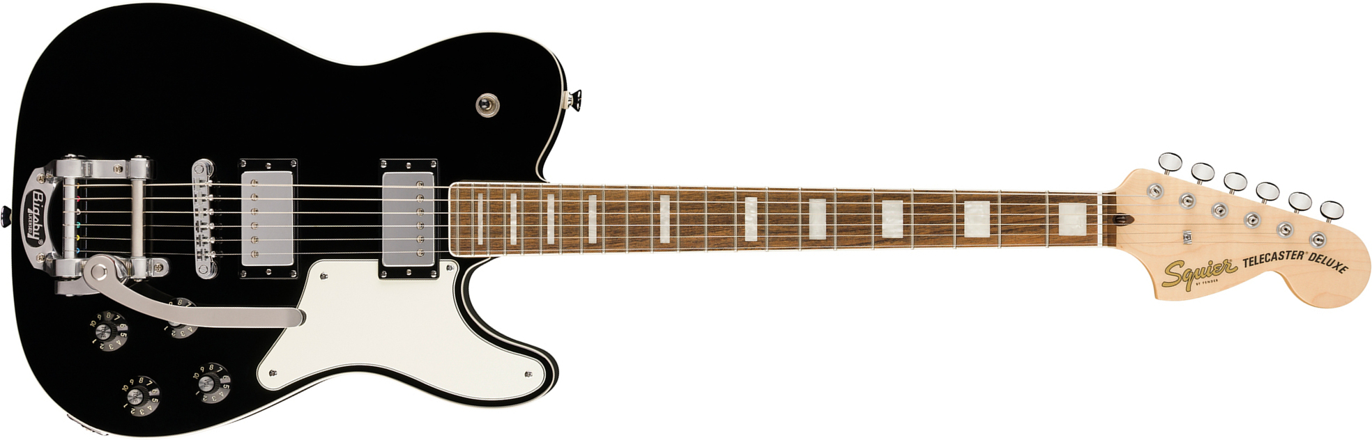 Squier Tele Deluxe Troublemaker Bigsby Paranormal Paranormal 2h Trem Lau - Black - Guitare Électrique Forme Tel - Main picture