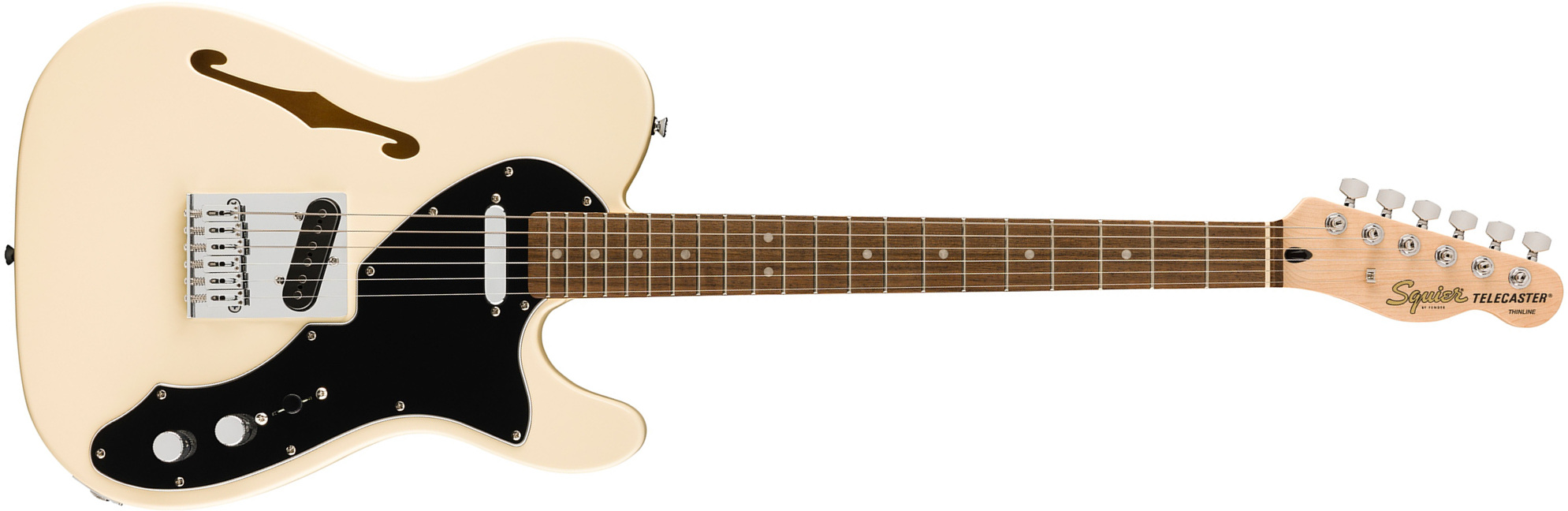 Squier Tele Thinline Affinity 2s Ht Lau - Olympic White - Guitare Électrique 1/2 Caisse - Main picture