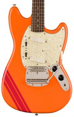 Guitare électrique solid body Squier FSR Classic Vibe '60s Competition Mustang Ltd (LAU) - Capri orange w/ dakota red stripes