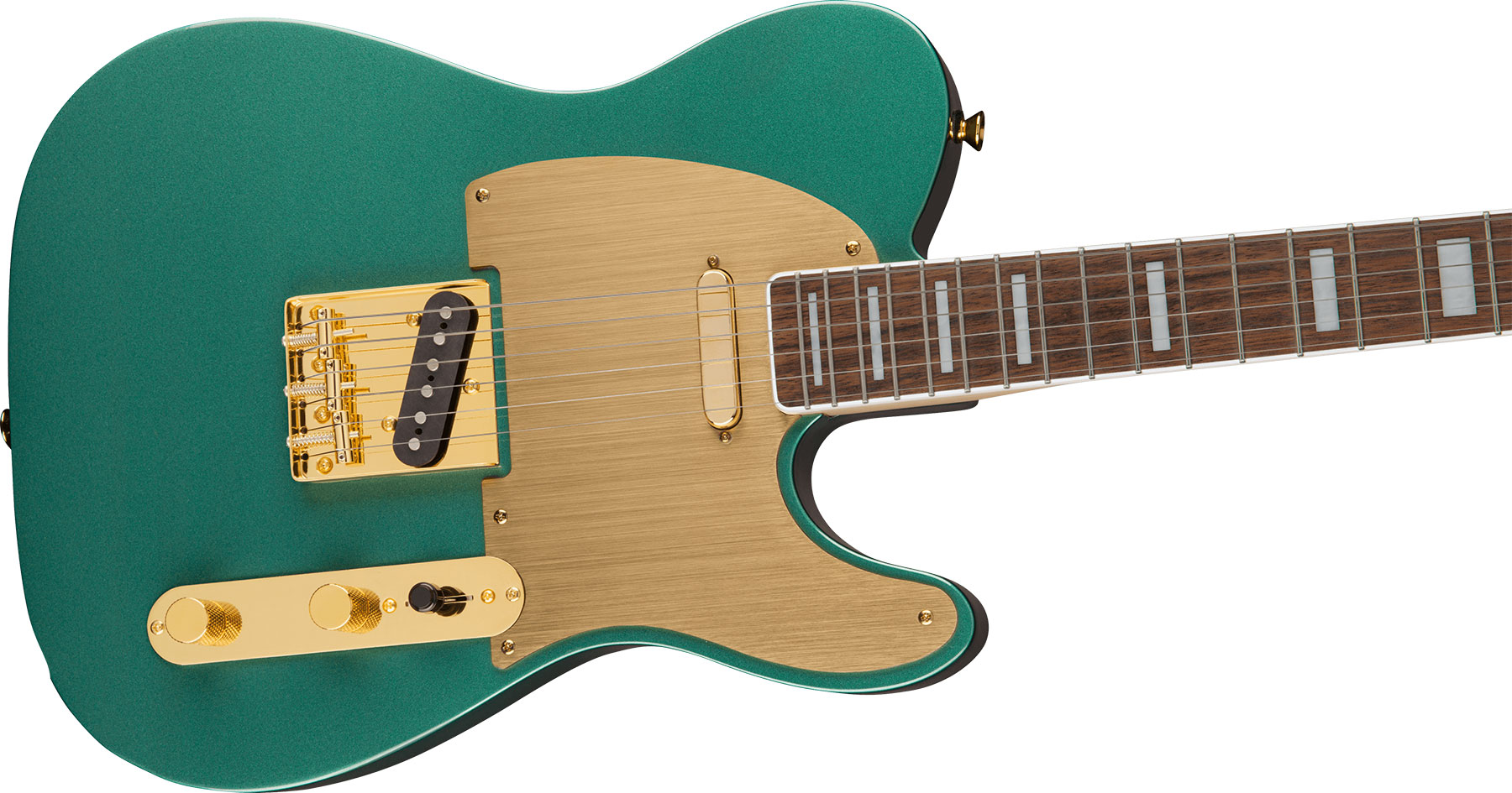 Squier Tele 40th Anniversary Gold Edition Lau - Sherwood Green Metallic - Guitare Électrique Forme Tel - Variation 2