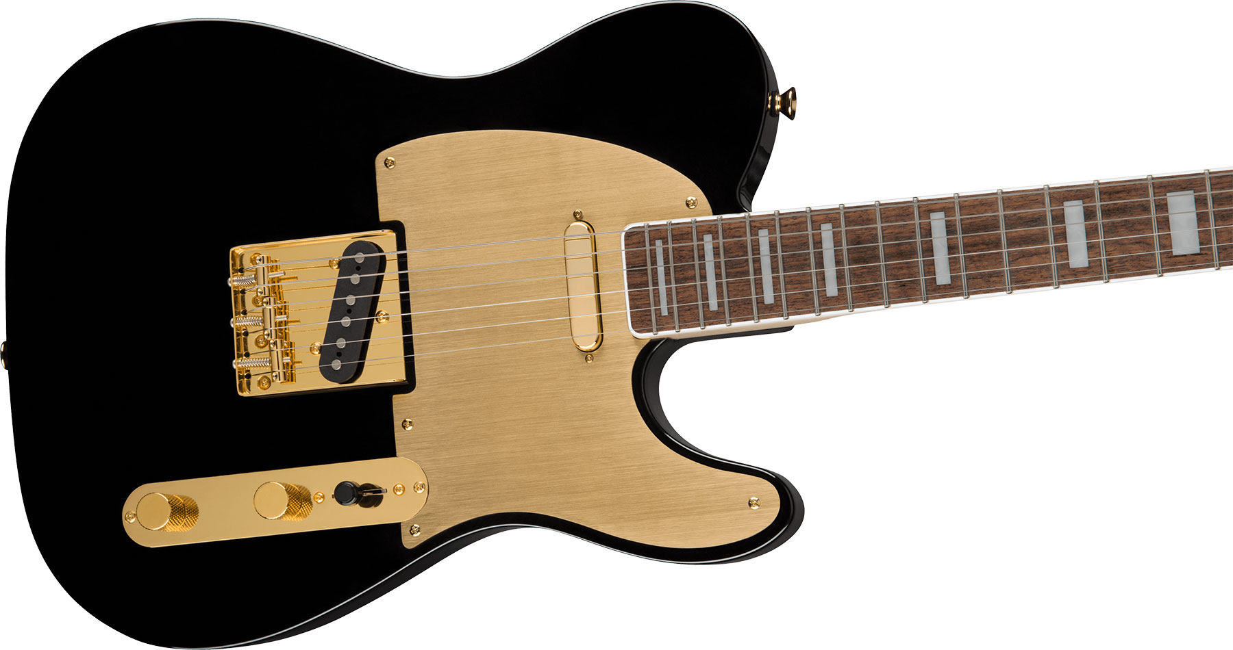 Squier Tele 40th Anniversary Gold Edition Lau - Black - Guitare Électrique Forme Tel - Variation 2