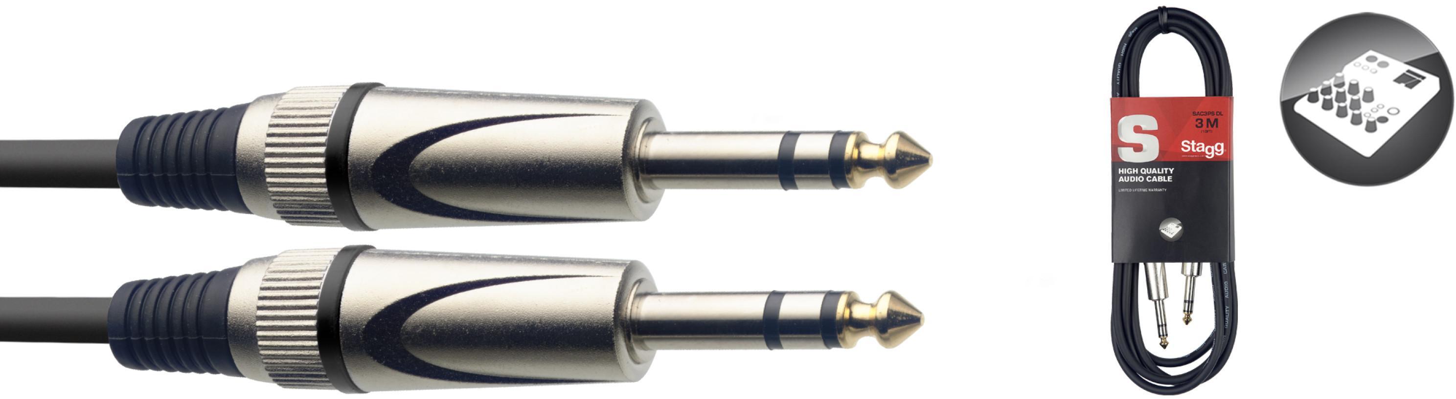 Câble Stagg SAC3PS Deluxe jack / jack stereo - 3m