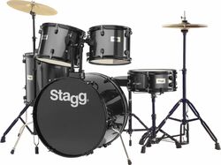 Batterie acoustique standard Stagg TIM122B + hardware + cymbales - 5 fûts - Noir