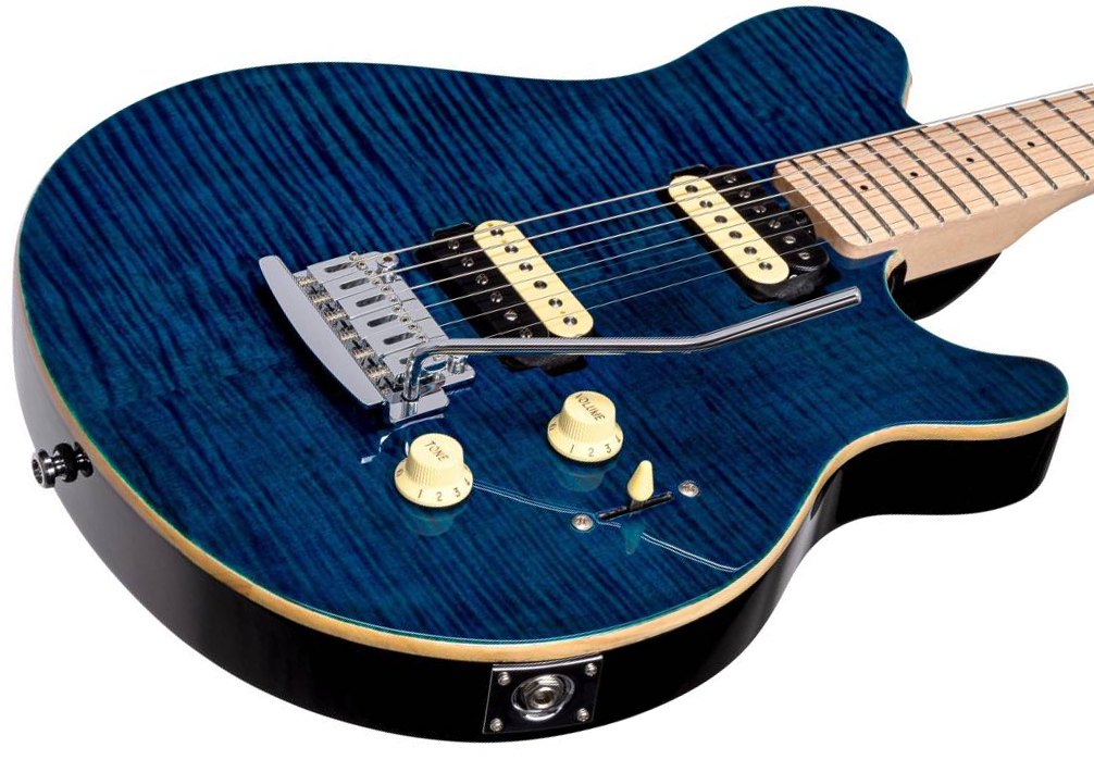 Sterling By Musicman Axis Flame Maple Ax3fm Hh Trem Mn - Neptune Blue - Guitare Électrique Single Cut - Variation 2