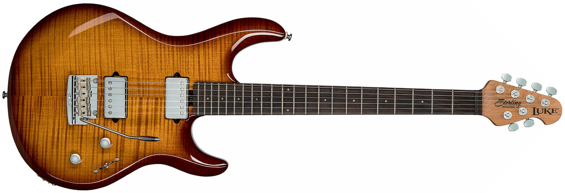 Sterling By Musicman Steve Lukather Luke Lk100 Signature Hh Trem Rw - Hazel Burst - Guitare Électrique Forme Str - Main picture