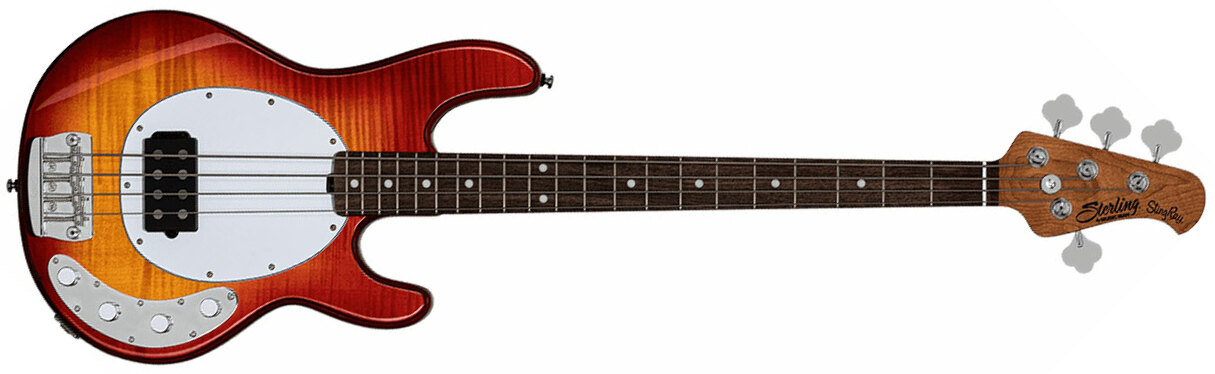 Sterling By Musicman Stingray Ray34fm H Active Rw - Heritage Cherry Burst - Basse Électrique Solid Body - Main picture