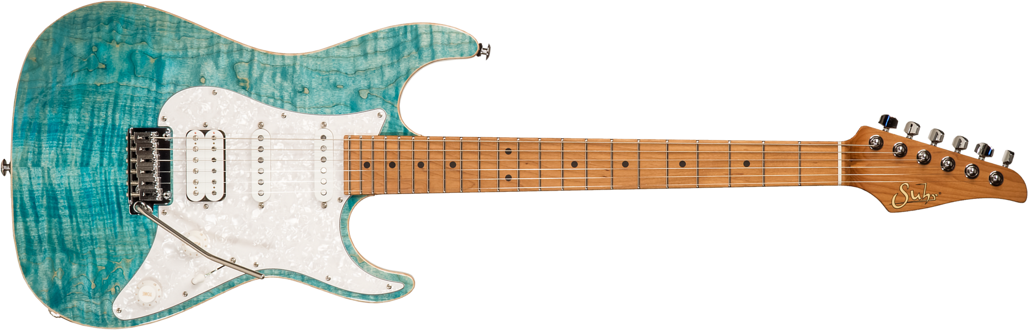 Suhr Standard Plus 01-stp-0041 Usa Hss Trem Mn #72737 - Bahama Blue - Guitare Électrique Forme Str - Main picture