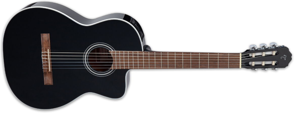 Takamine Gc2ceblk Cw Electro Epicea Sapelle Lau - Black - Guitare Classique Format 4/4 - Main picture