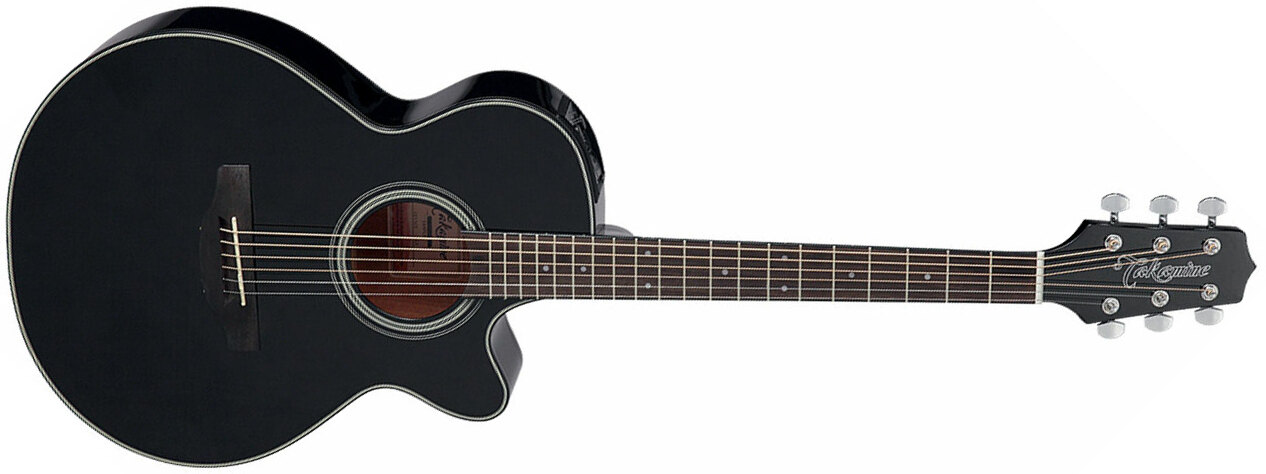 Takamine Gf15ce Blk Fxc Concert Cw Epicea Acajou Rw Tp-4t - Black Gloss - Guitare Electro Acoustique - Main picture