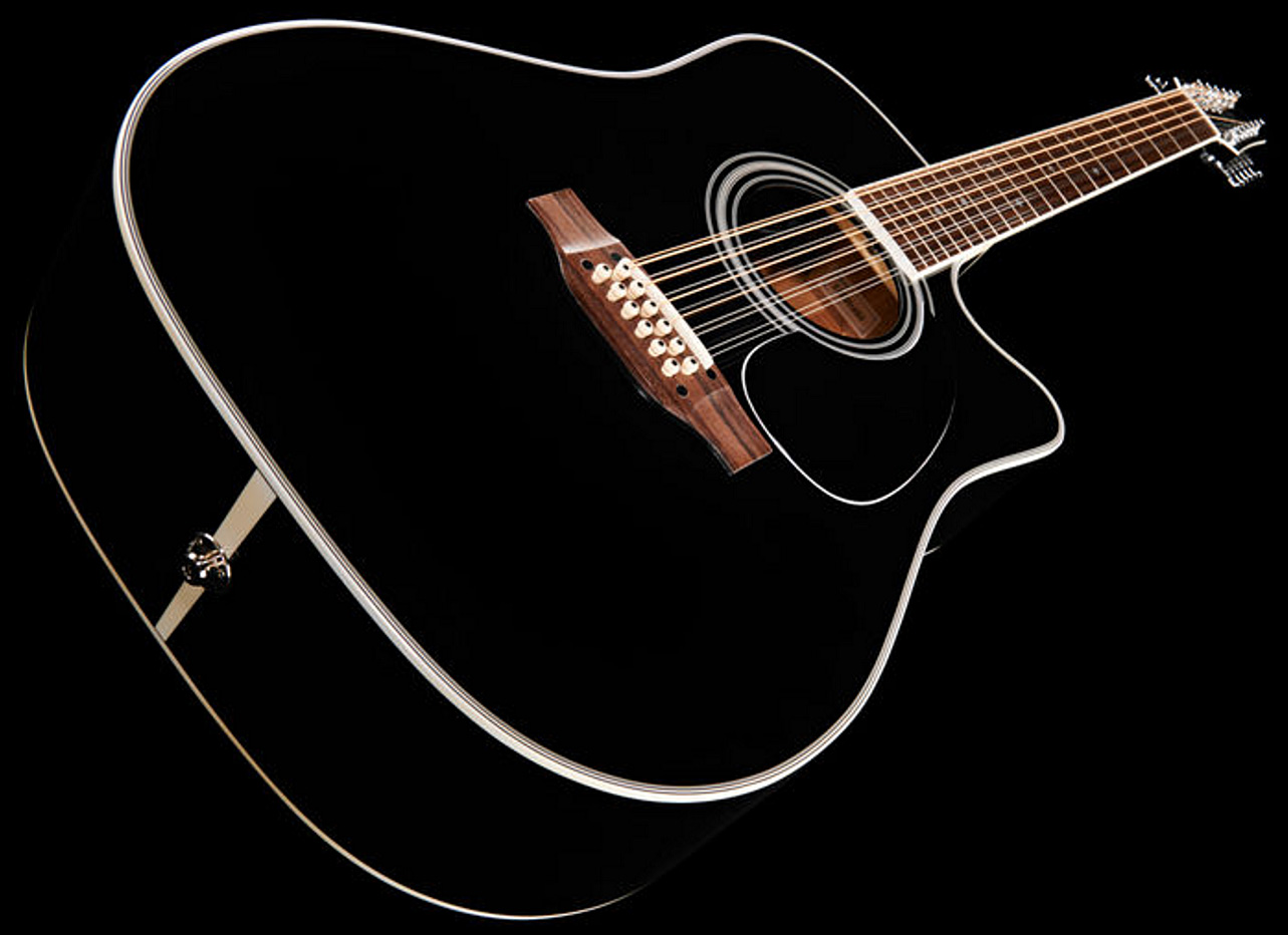 Takamine Ef381sc 12-string Legacy Dreadnought Cw 12-cordes Epicea Erable Ct4bii - Black - Guitare Electro Acoustique - Variation 2