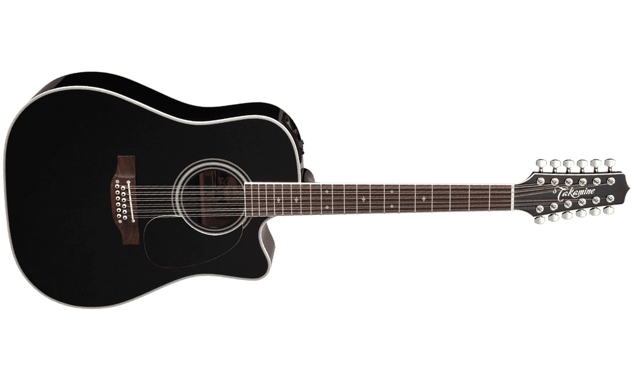 Takamine Ef381sc 12-string Legacy Dreadnought Cw 12-cordes Epicea Erable Ct4bii - Black - Guitare Electro Acoustique - Variation 1