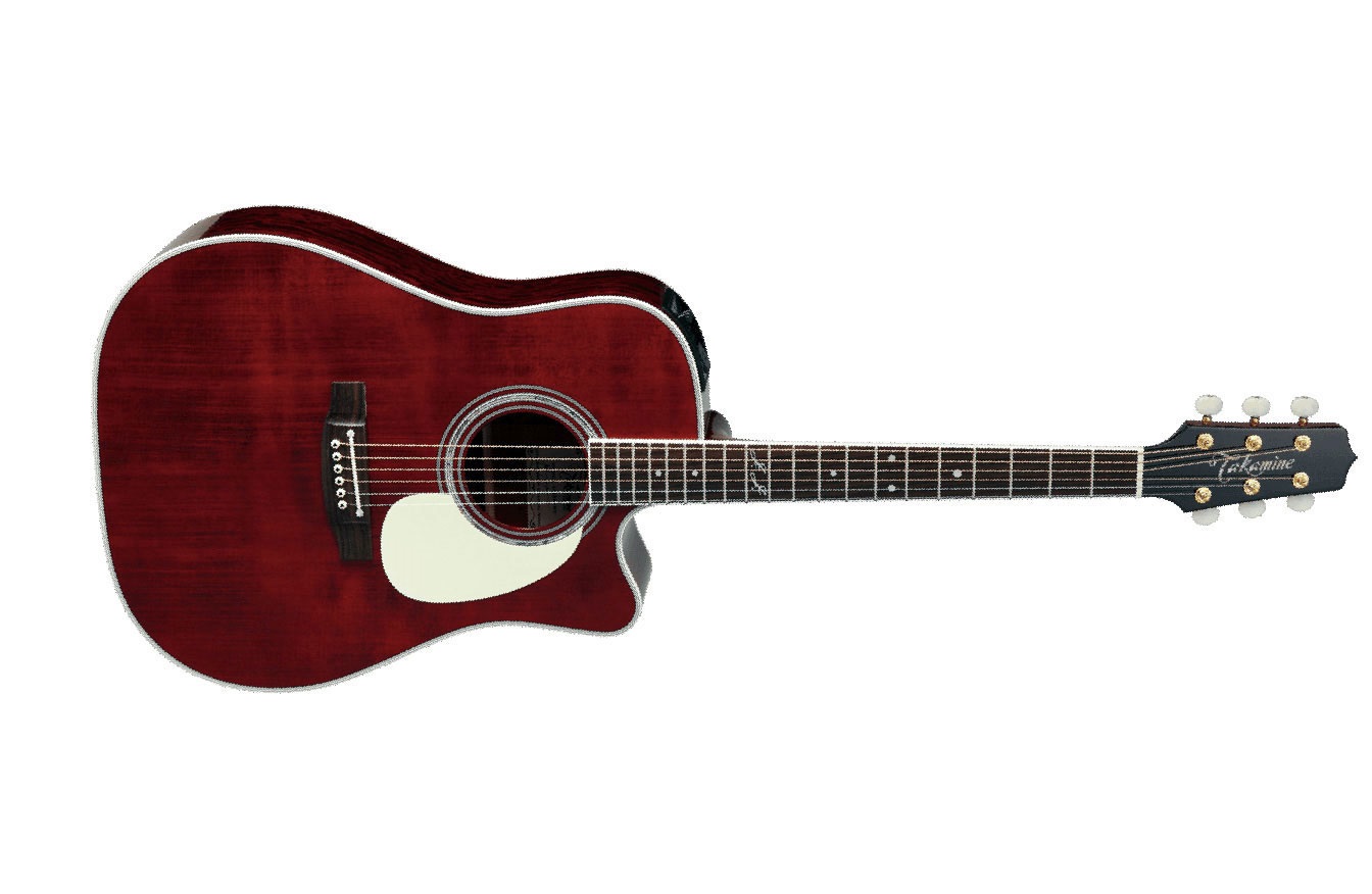 Takamine John Jorgenson Jj325src Jap Dreadnought Cw Epicea Bubinga - Red Satin Gloss - Guitare Electro Acoustique - Variation 1