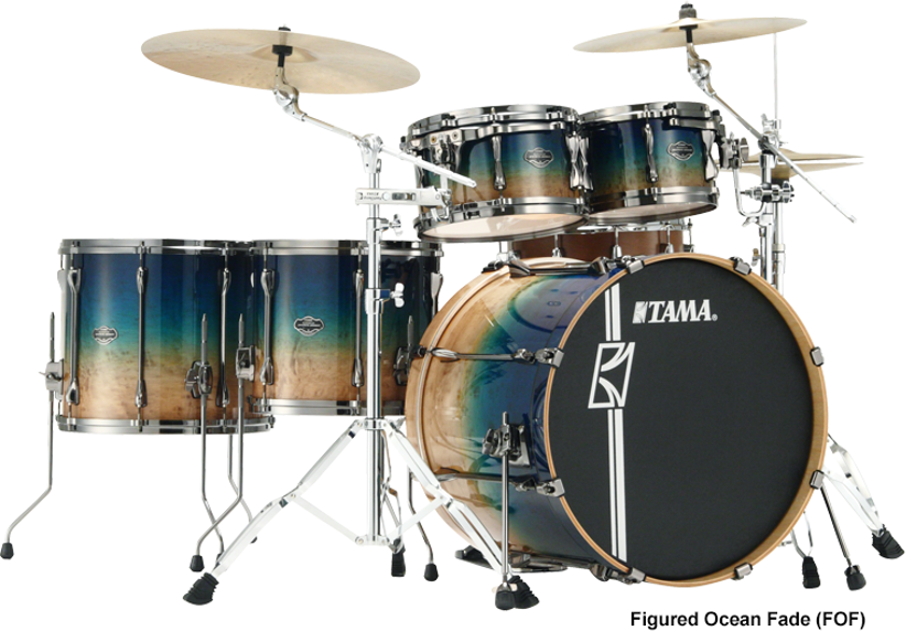 Tama Superstar Hyper-drive Limited Edition Ml52hlzbsg-fof - 5 FÛts - Figured Ocean Fade - Batterie Acoustique Standard - Main picture