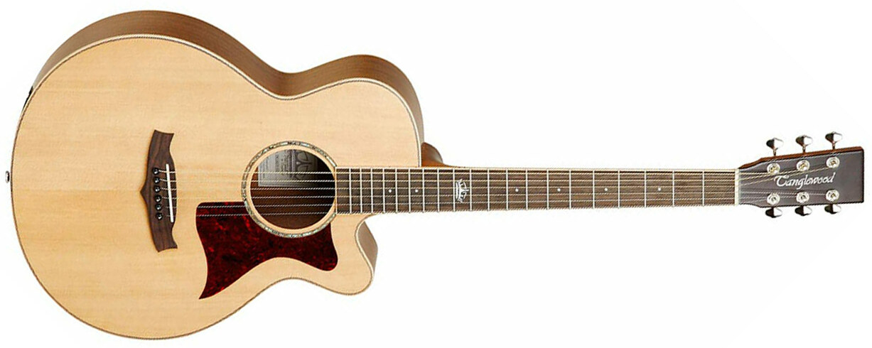 Tanglewood Tw145 Ss Ce Premier Super Folk 000 Cw Epicea Acajou - Natural Satin - Guitare Acoustique - Main picture