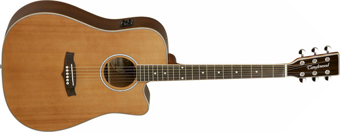Tanglewood Tw28 Csn Ce Evolution V Dreadnought Cw Cedre Acajou - Natural Satin - Guitare Electro Acoustique - Main picture