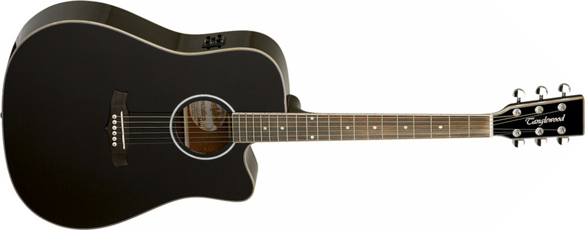 Tanglewood Tw28slbk Ce Evolution V Dreadnought Cw Cedre Acajou - Black - Guitare Electro Acoustique - Main picture