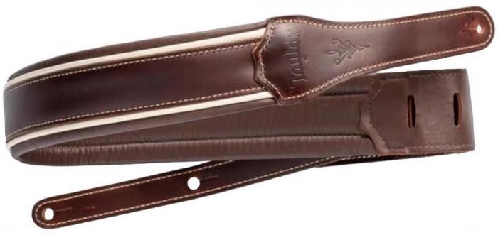 Sangle courroie Taylor Century 2.5inc. Embroidered Leather Guitar Strap #4108-25 - Cordovan/Cream/Cordovan