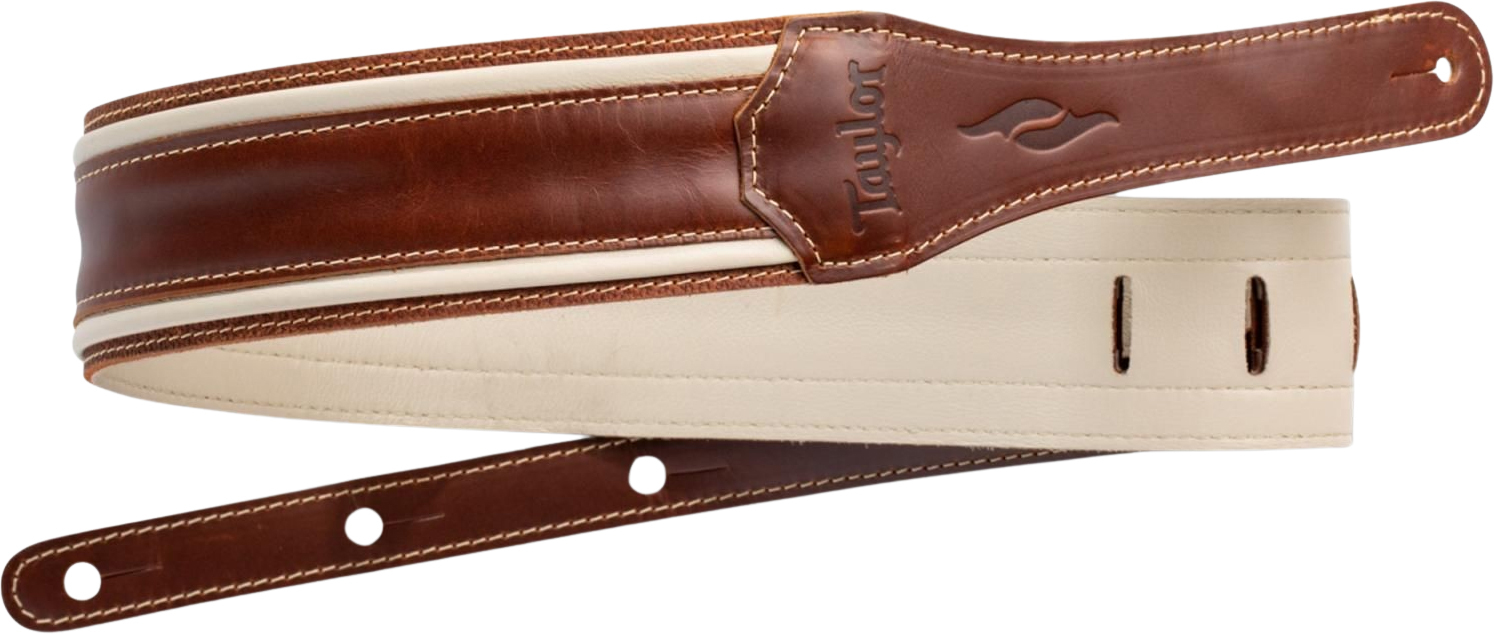 Taylor Element Leather Guitar Strap 2.5-inc Brown/cream 4113-25 Cuir - Sangle Courroie - Main picture
