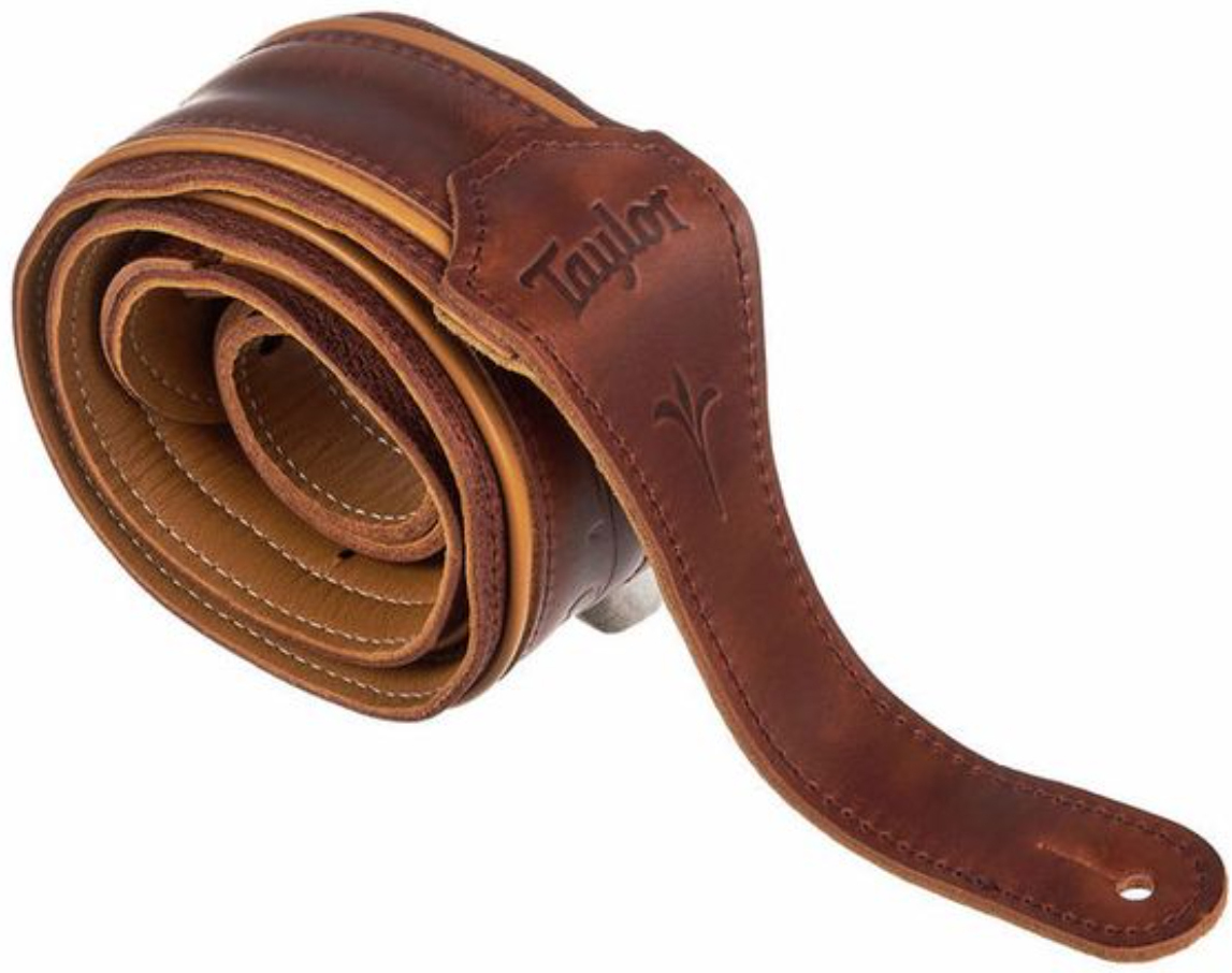 Taylor Spring Vine Strap Med Brown Leather 2.5 Inches Brown Butterscotch Trim - Sangle Courroie - Main picture