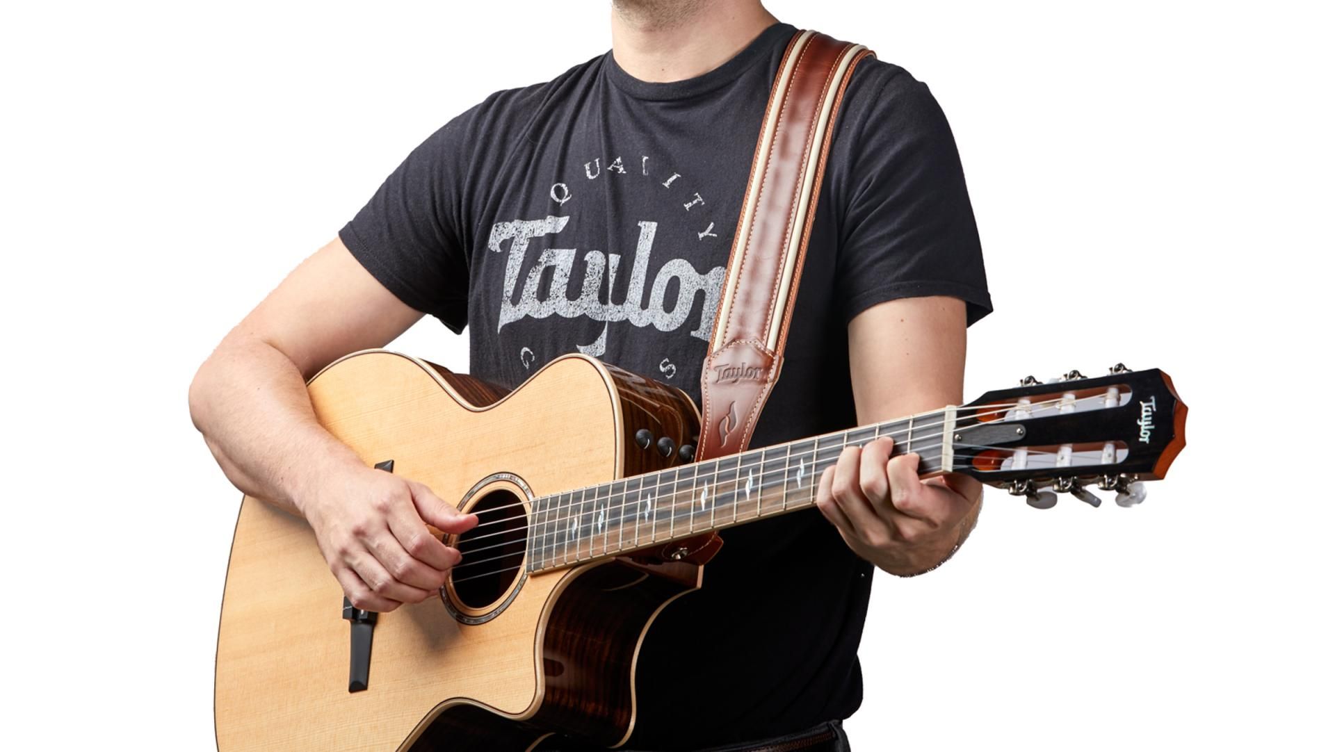 Taylor Element Leather Guitar Strap 2.5-inc Brown/cream 4113-25 Cuir - Sangle Courroie - Variation 4