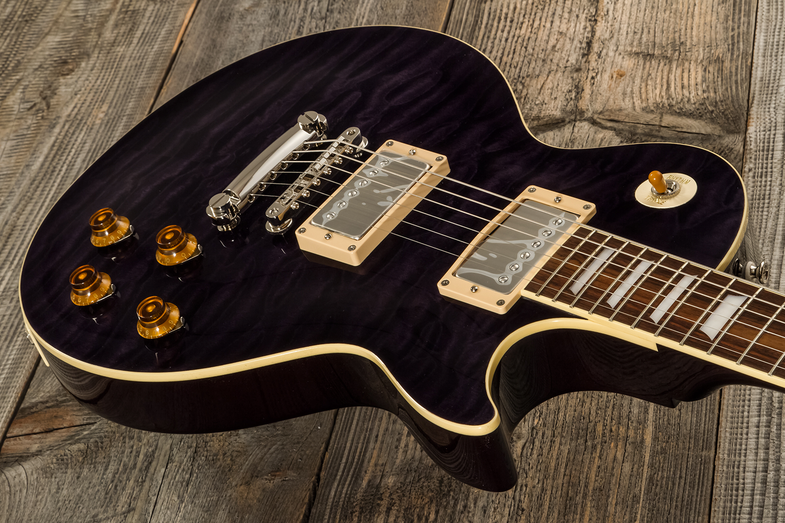 Tokai Love Rock Ls101q Jap 2h Ht Rw #2450033 - See Through Black - Guitare Électrique Single Cut - Variation 2