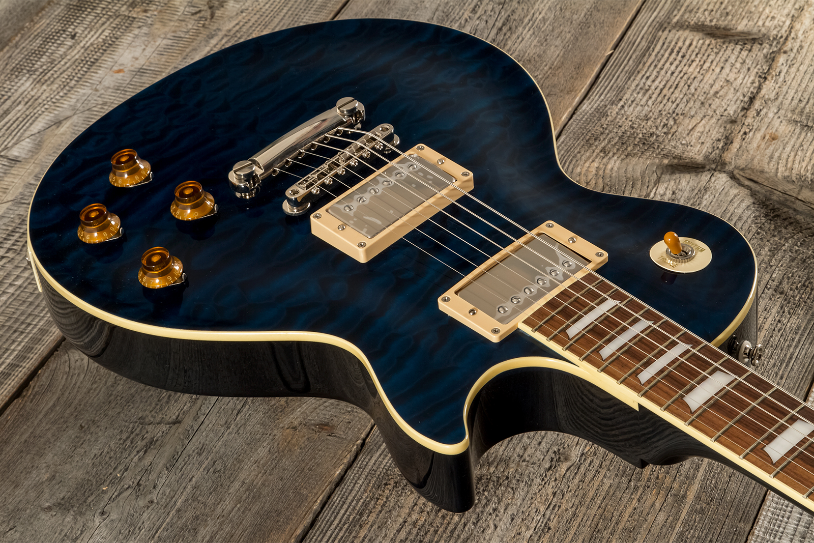 Tokai Love Rock Ls101q Jap 2h Ht Rw - Indigo Blue - Guitare Électrique Single Cut - Variation 2