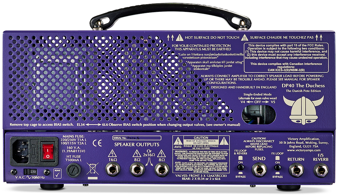 Victory Amplification Danish Pete Dp40 The Duchess Head 0,5/1,5/7/42w Purple - Ampli Guitare Électrique TÊte / PÉdale - Variation 1