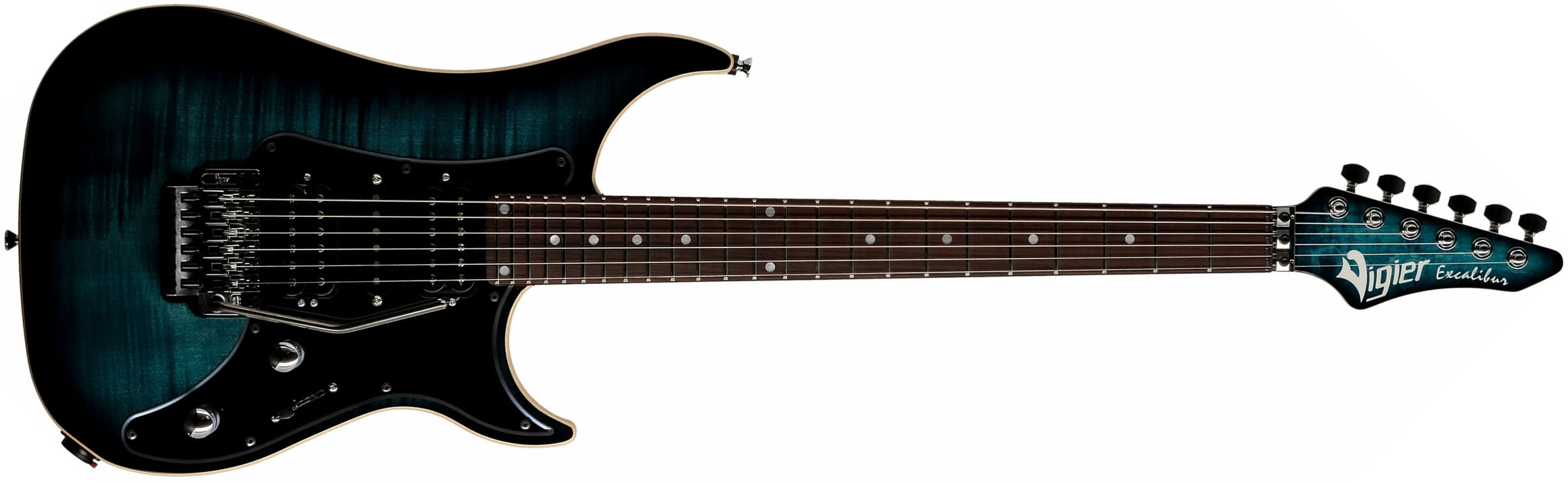 Vigier Excalibur Custom Hsh Fr Rw - Mysterious Blue - Guitare Électrique Forme Str - Main picture