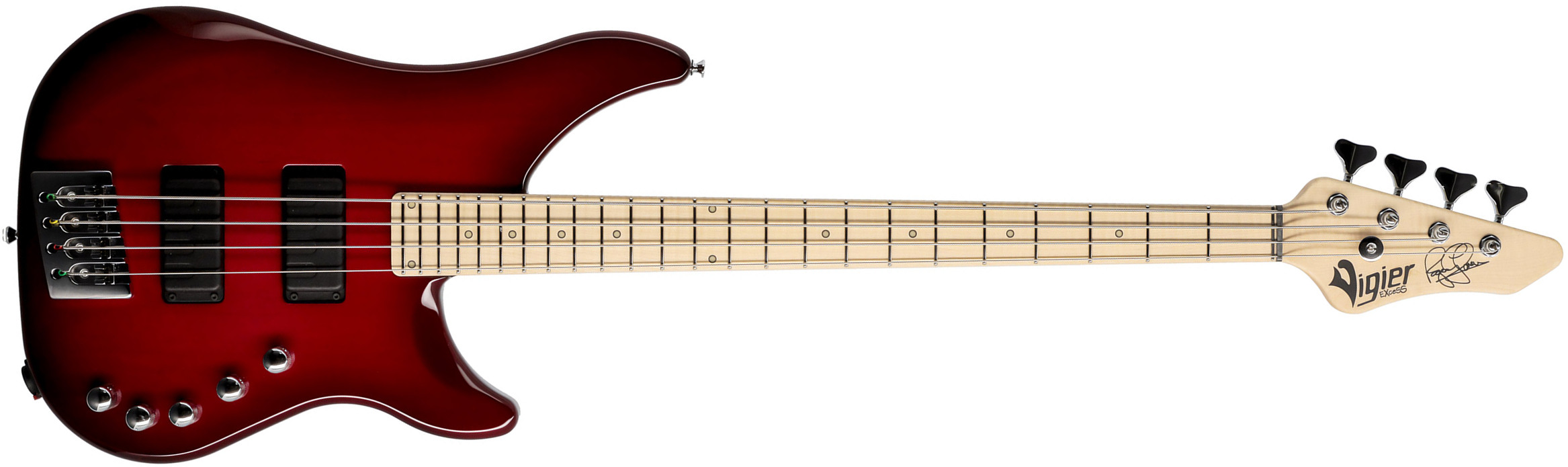 Vigier Roger Glover Excess Original Signature Active Mn - Clear Red - Basse Électrique Solid Body - Main picture