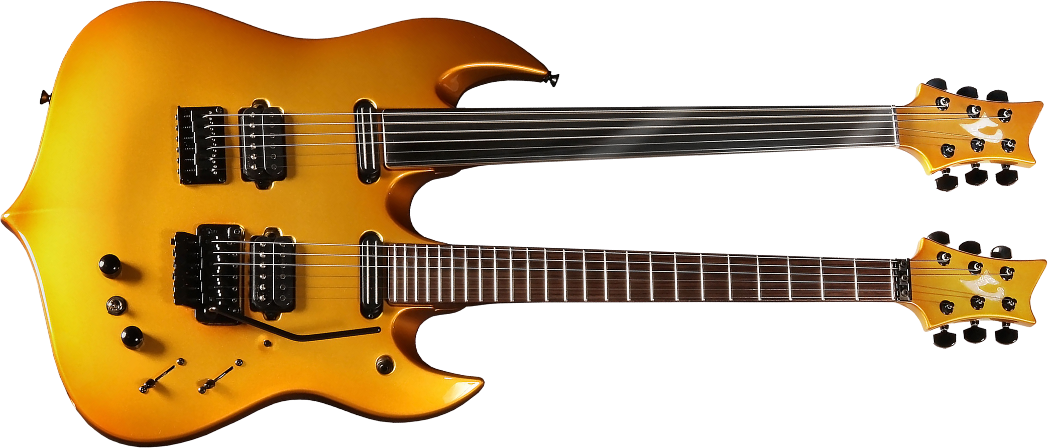 Vigier Ron Thal Double B Foot Signature Hsh Trem Rw/ime - Gold - Guitare Électrique Double Manche - Main picture