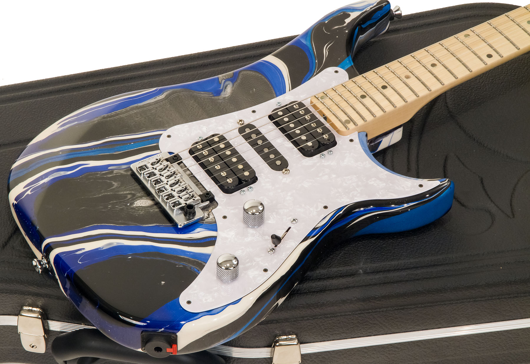 Vigier Excalibur Supraa Hsh Trem Mn - Rock Art Blue White Black - Guitare Électrique Double Cut - Variation 1