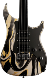 Guitare électrique forme str Vigier                         Excalibur Surfreter Supra - Rock art yellow white black