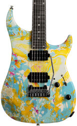 Guitare électrique forme str Vigier                         Excalibur Thirteen (MN) - Rock art yellow blue white