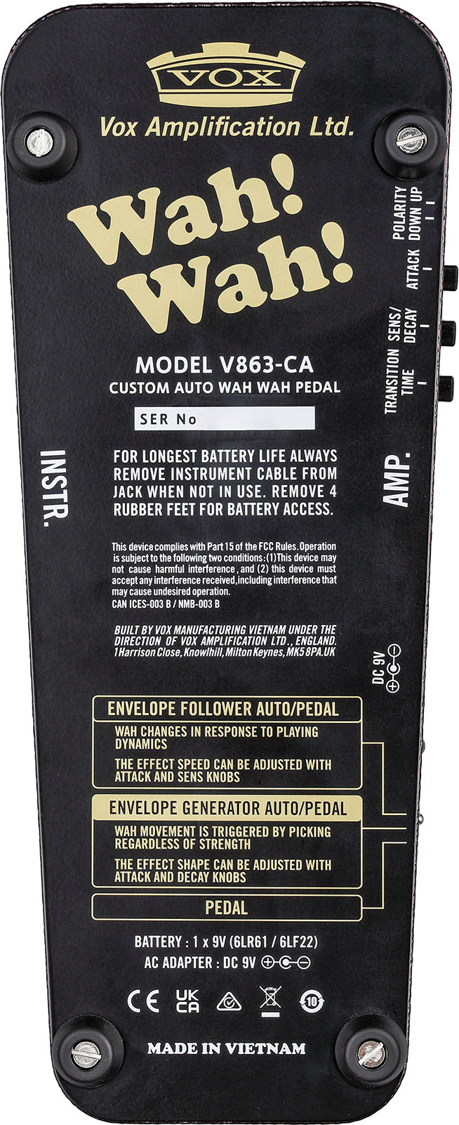 Vox V863-ca Custom Auto Wah Pedal - PÉdale Wah / Filtre - Variation 4