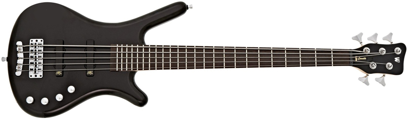 Warwick Corvette Basic 5c Rockbass Active Wen - Solid Black - Basse Électrique Solid Body - Main picture