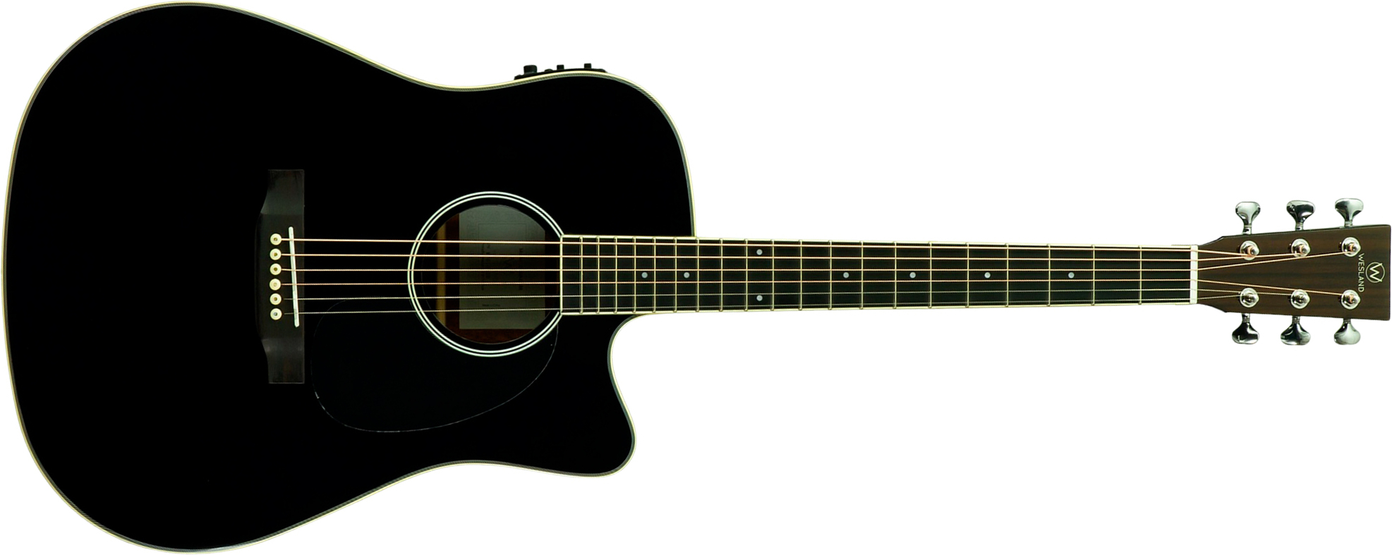 Wesland Dr300-ce-bk Dreadnought Cw Epicea Acajou Rw - Black - Guitare Folk - Main picture
