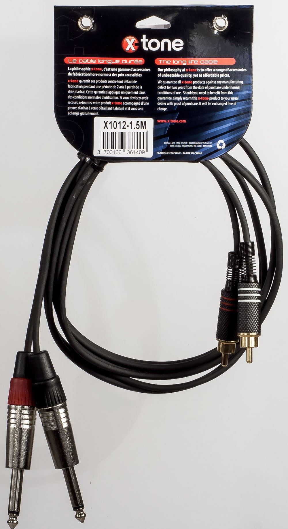 X-tone X1012-1.5m - 2 Jack(m) 6,35 Mono / 2 Rca(m) - CÂble - Variation 1