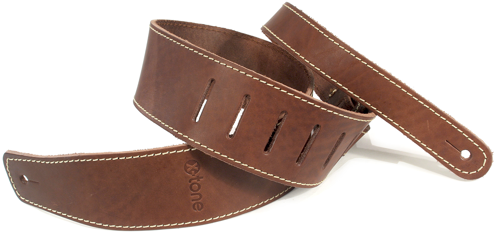 X-tone Xg 3151 Classic Leather Guitar Strap Cuir 6.5cm Brown - Sangle Courroie - Variation 1