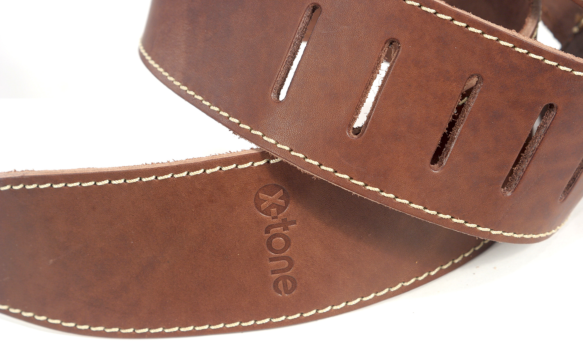 X-tone Xg 3151 Classic Leather Guitar Strap Cuir 6.5cm Brown - Sangle Courroie - Variation 3