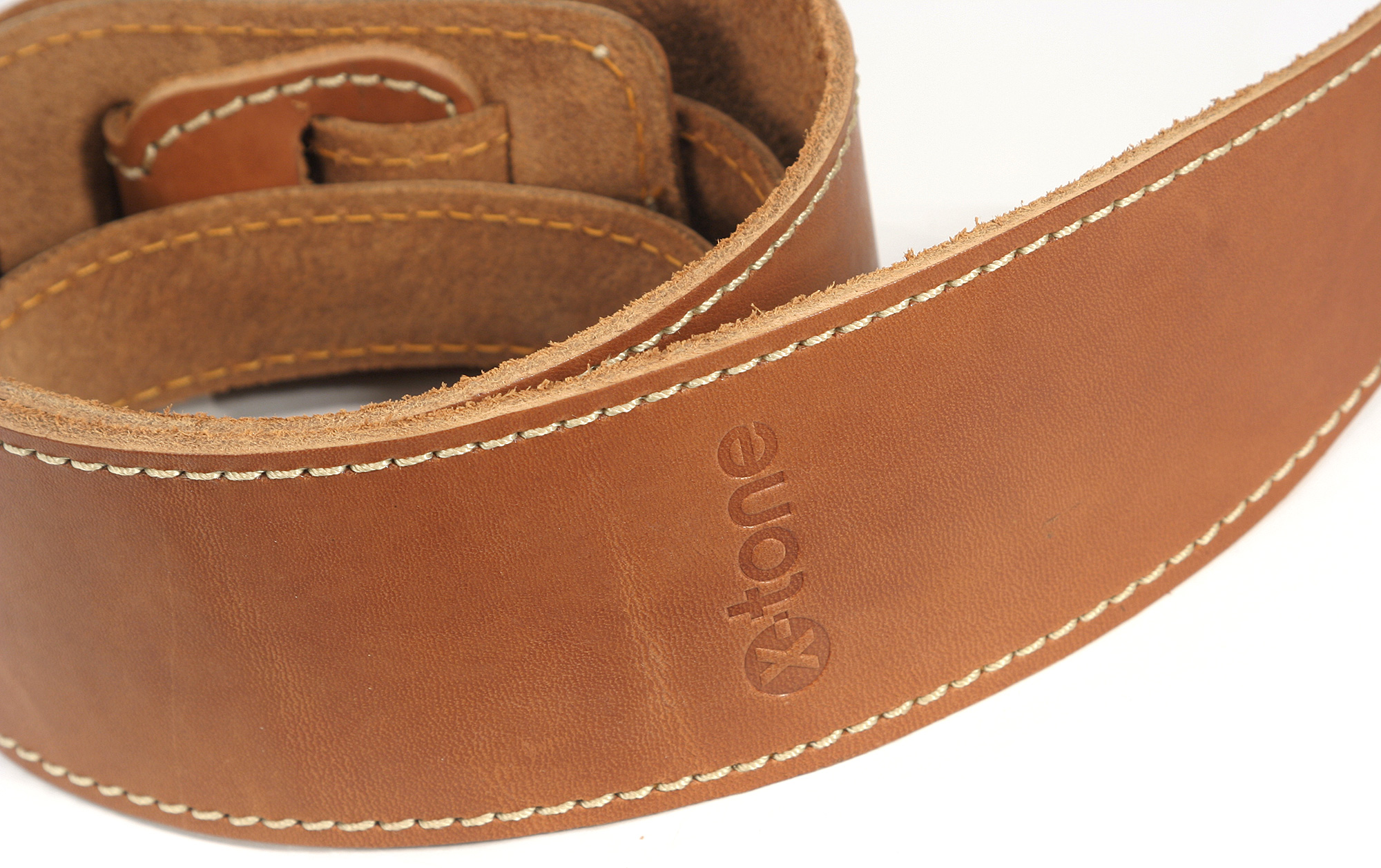 X-tone Xg 3150 Classic Leather Guitar Strap Cuir 6.5cm Brownstone Caramel - Sangle Courroie - Variation 2