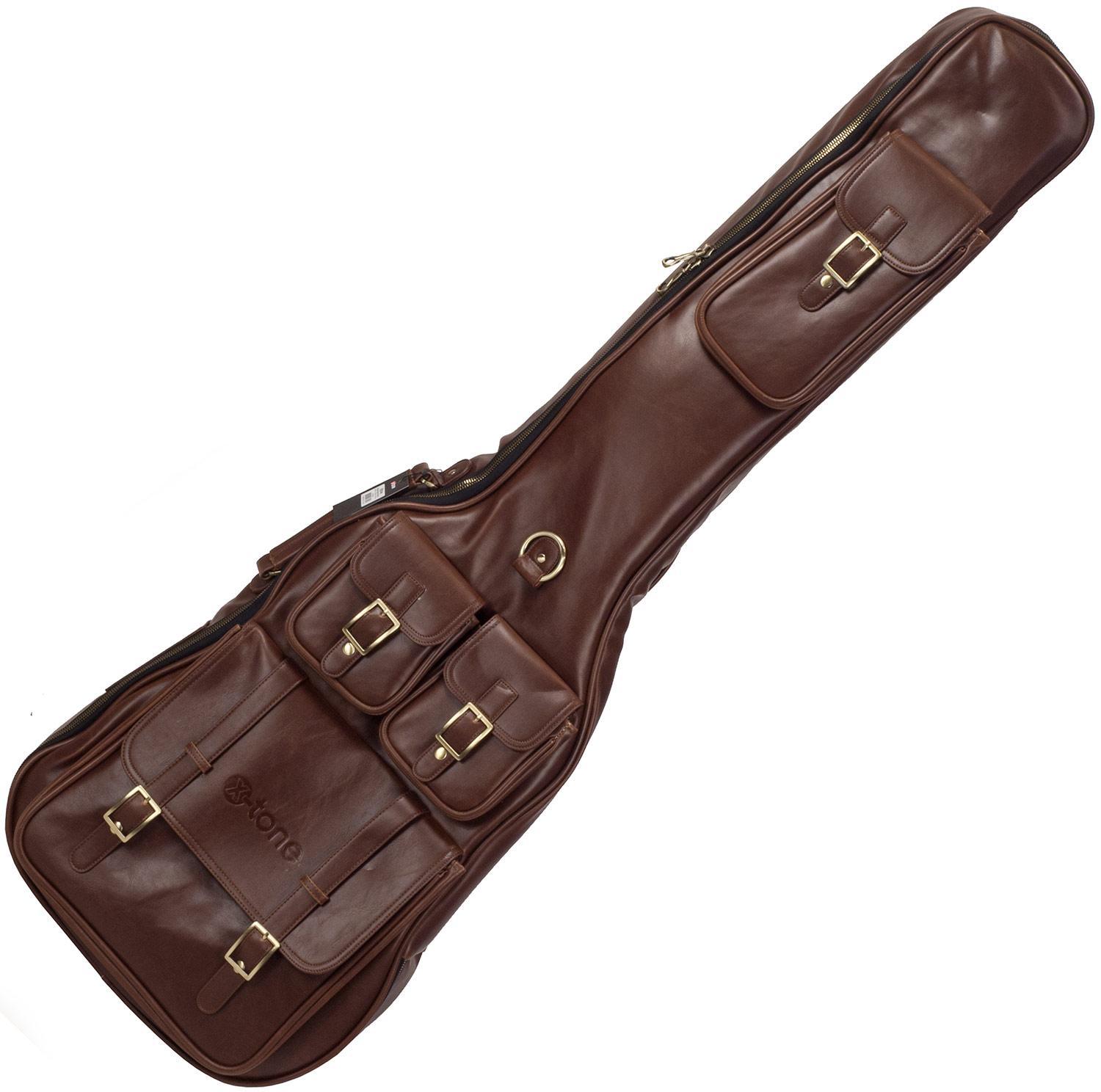 Housse basse électrique X-tone Deluxe Leather Electric Bass Bag - Medium Brown