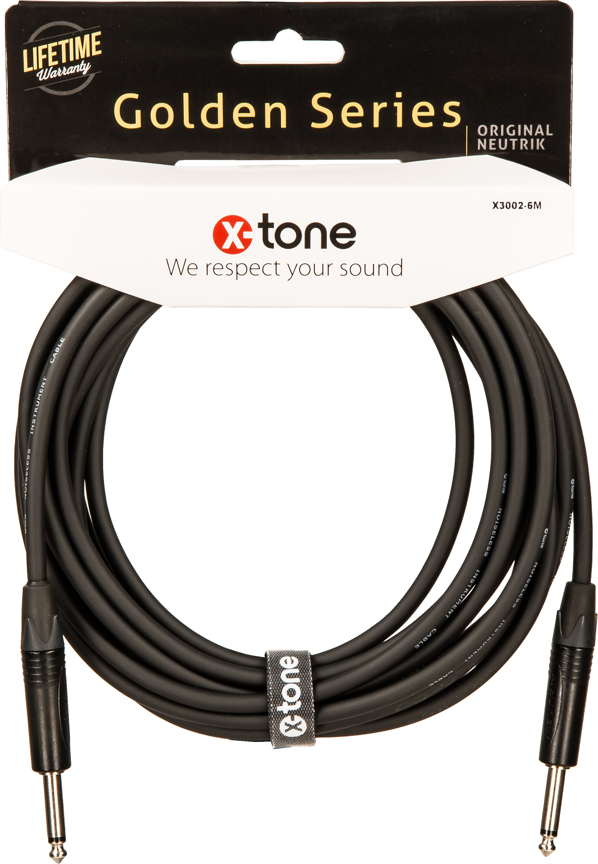 X-tone X3002-6m Instrument Cable Golden Series Neutrik Droit/droit 6m - CÂble - Main picture