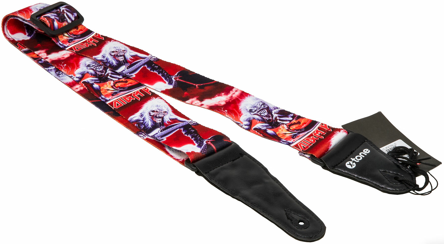 X-tone Xg 3106 Nylon Guitar Strap Skull With Hair Black & Red - Sangle Courroie - Main picture
