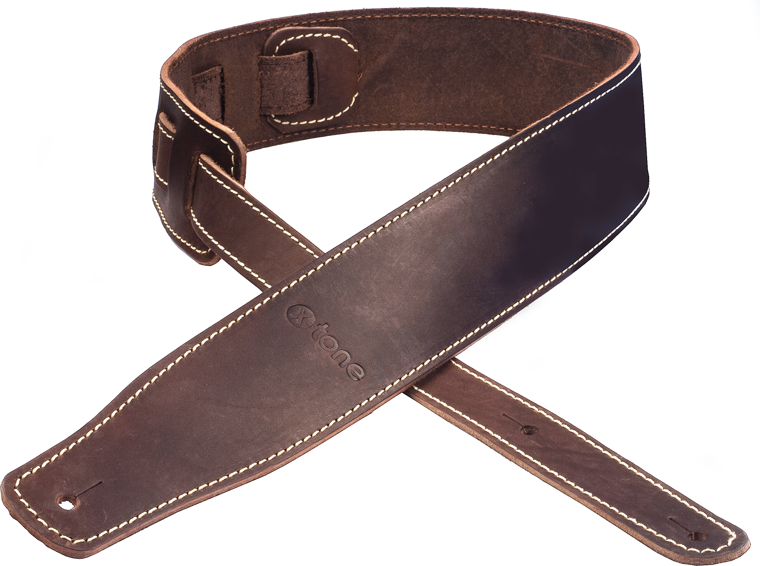 X-tone Xg 3151 Classic Leather Guitar Strap Cuir 6.5cm Brown - Sangle Courroie - Main picture