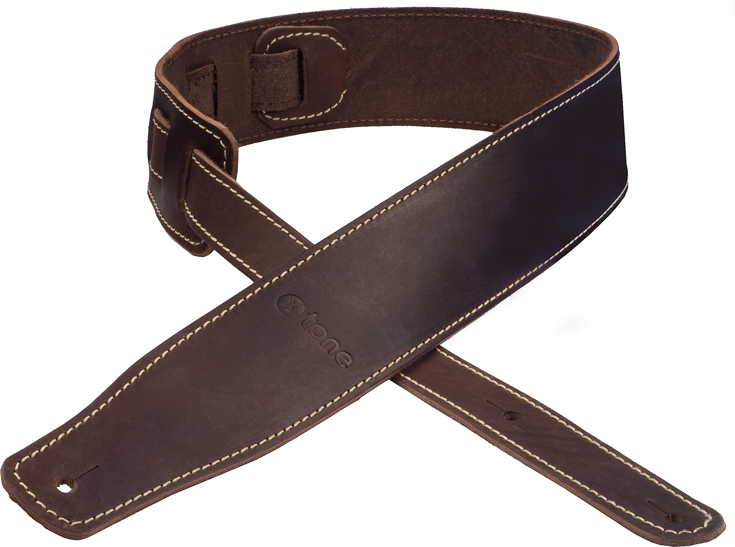 X-tone Xg 3152 Classic Leather Guitar Strap Cuir 6.5cm Dark Brown - Sangle Courroie - Main picture