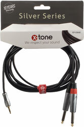 Câble X-tone X2005-3M - Jack M 3,5 Stereo / 2 Jack M 6,35 mono SILVER SERIES