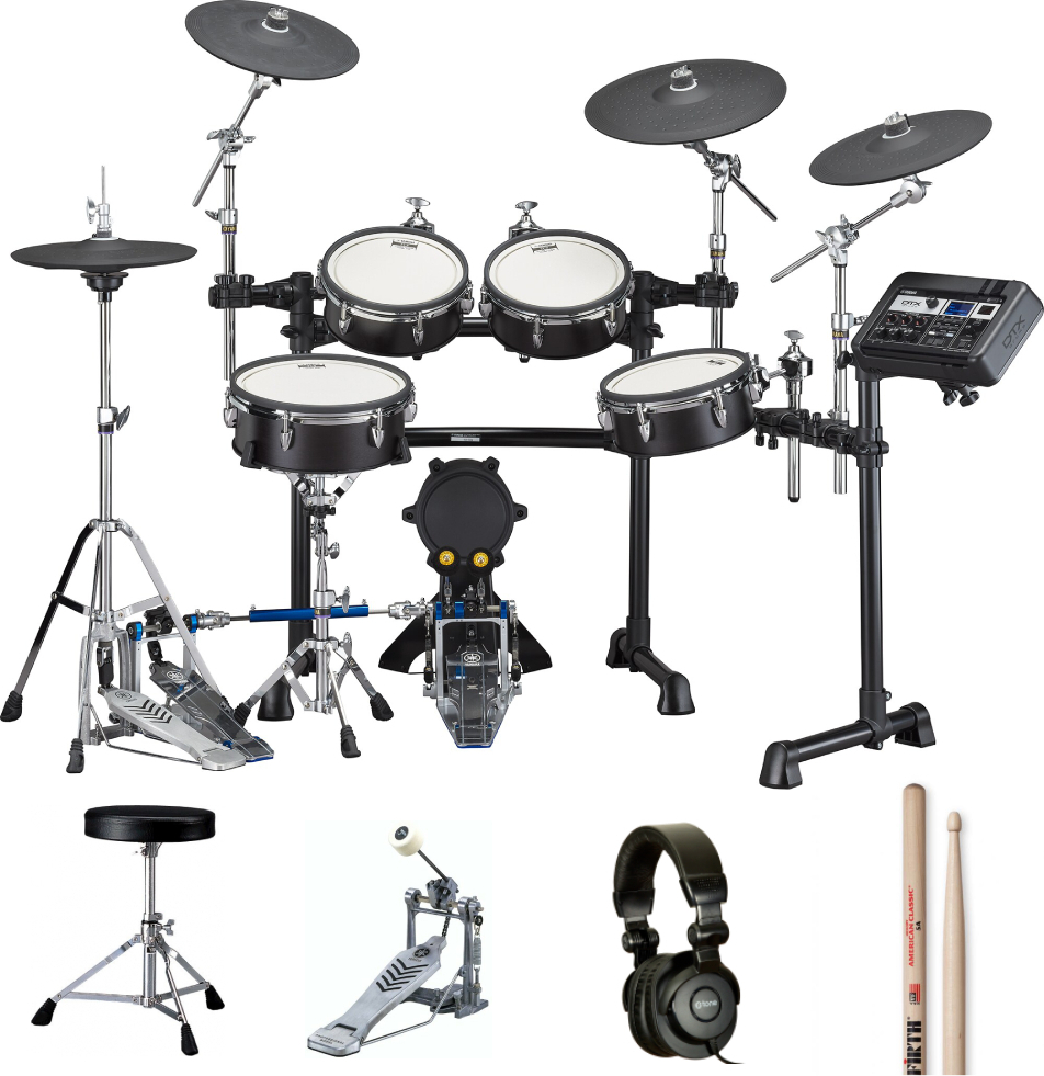 Yamaha Dtx8k-x Black Forest Bundle Complet - X-hp1 + Ds550u + Fp2710a + Vic5a - Pack Batterie - Main picture