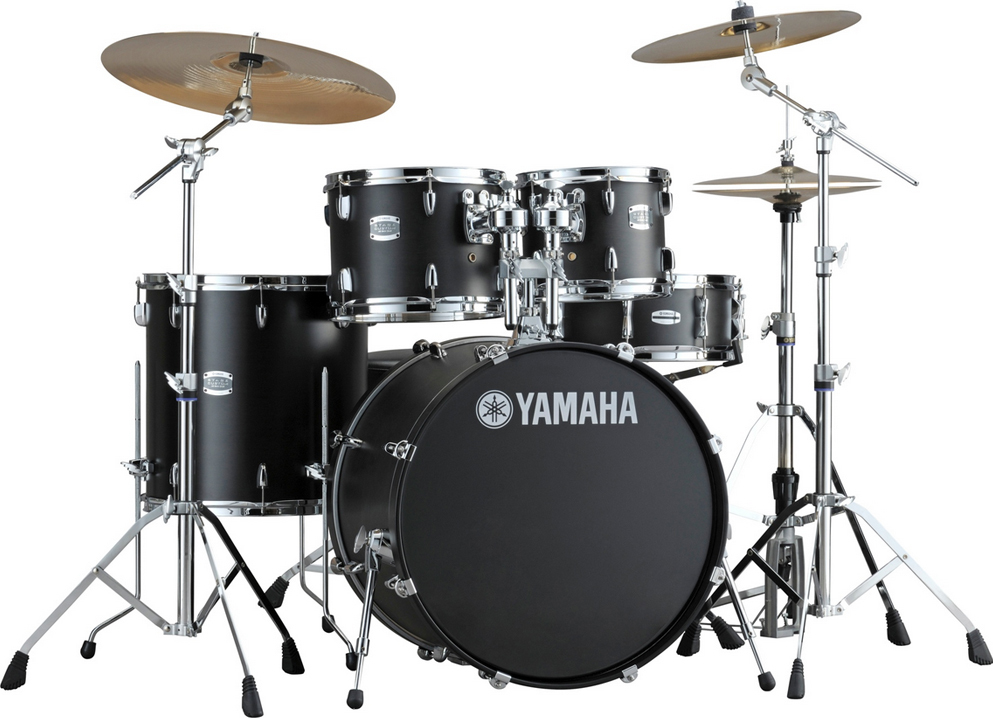 Yamaha Stage Custom Birch 10 12 16 22 Matte Black - 5 FÛts - Matte Black - Batterie Acoustique Stage - Main picture